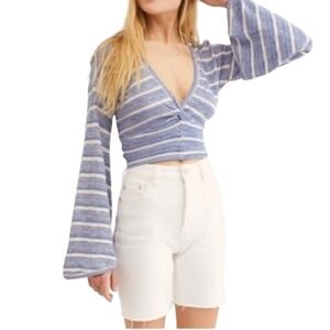 Free People Give It A Spin Cropped Knit Bell Sleeved Bolero